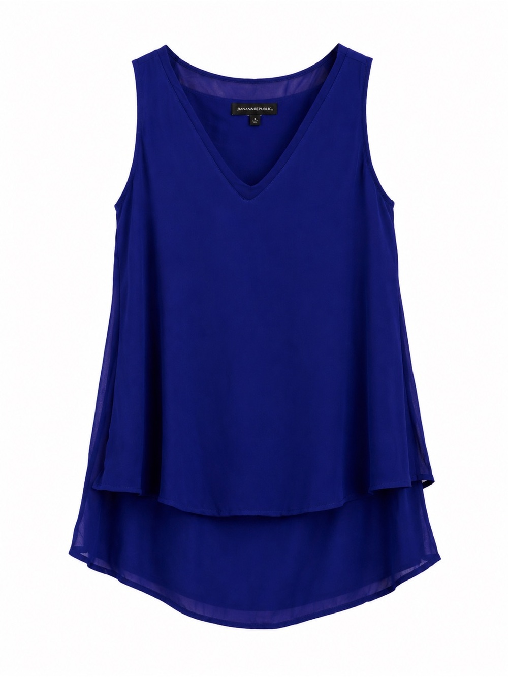 Banana Republic Blue Sleeveless Blouse Size Small V-Neck Layered Tank Top